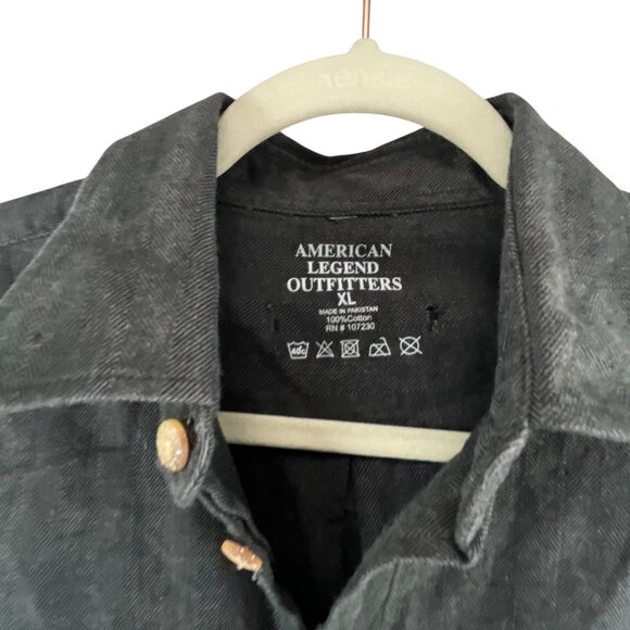 American Legend Outfitters Mens Long Sleeve Button-Up Shirt XL Black Goth Casual - Picture 3 of 6